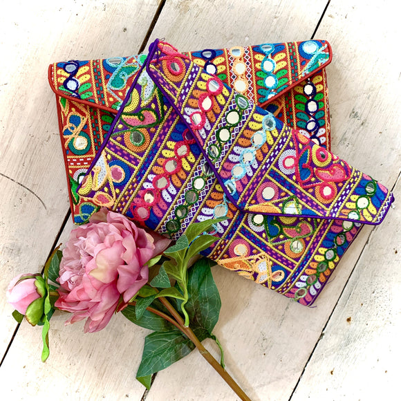 Bohemian Mirrored & Embroidered Envelope Bag