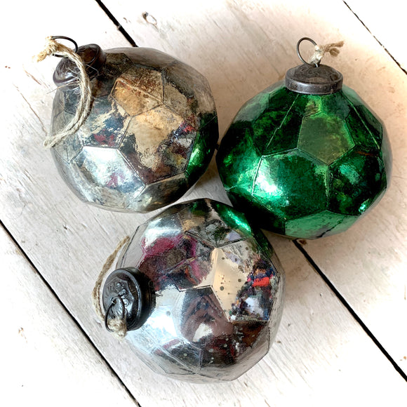 Glass Christmas Bauble Large Faceted