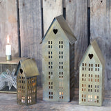 Gold Metal House T-Light Hangings
