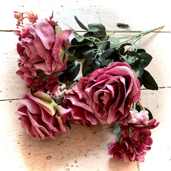 Faux Velvet Rose & Hydrangea Bunch