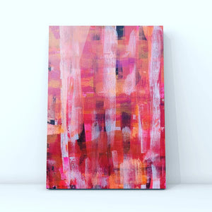 Modern Tartan Pink- Original Acrylic Abstract Art On Canvas
